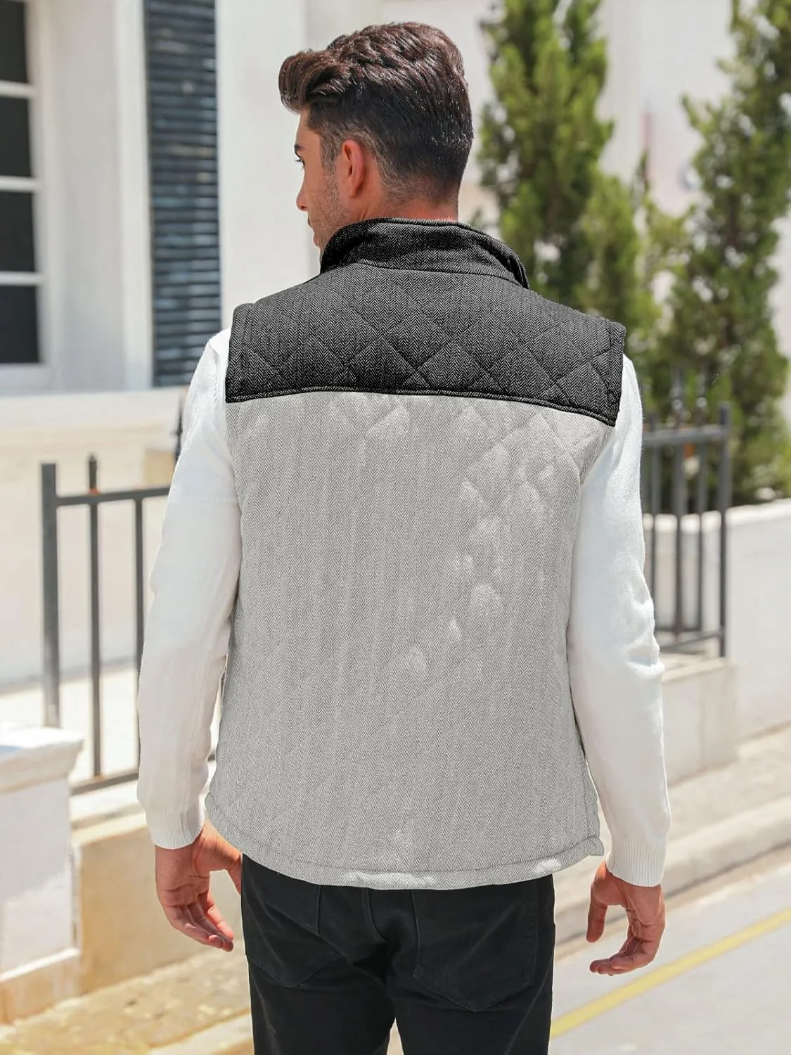 Aoysky Men's Quilted Fleece Vest Stand Collar Full Zip Outdoor Warm Waistcoat Sleeveless Casual Outwear Vest Jacket