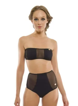 Aquarella Outlaw Bandeau Mesh Top and High Rise Bottom Bikini Swimwear Swimsuit Set