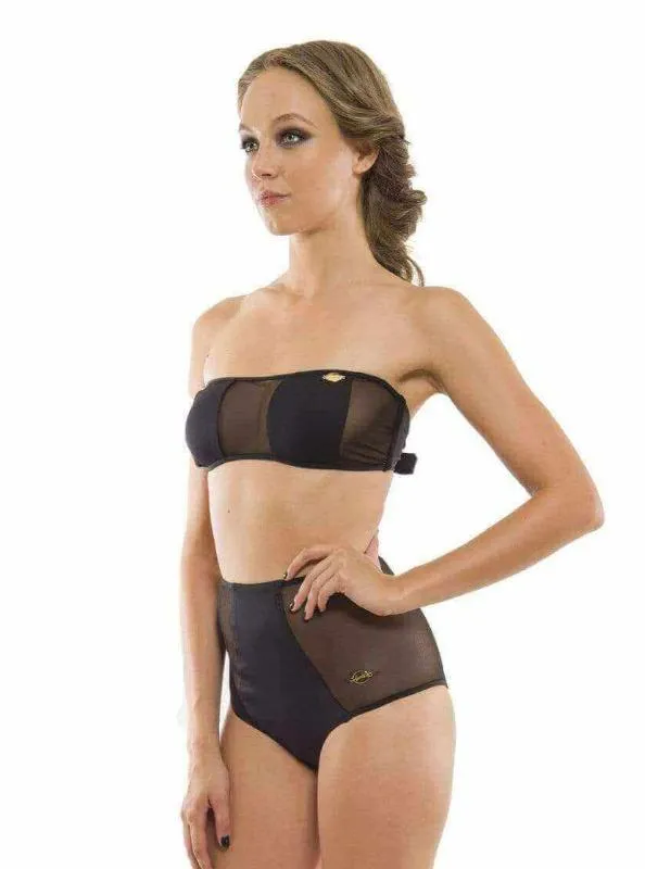 Aquarella Outlaw Bandeau Mesh Top and High Rise Bottom Bikini Swimwear Swimsuit Set