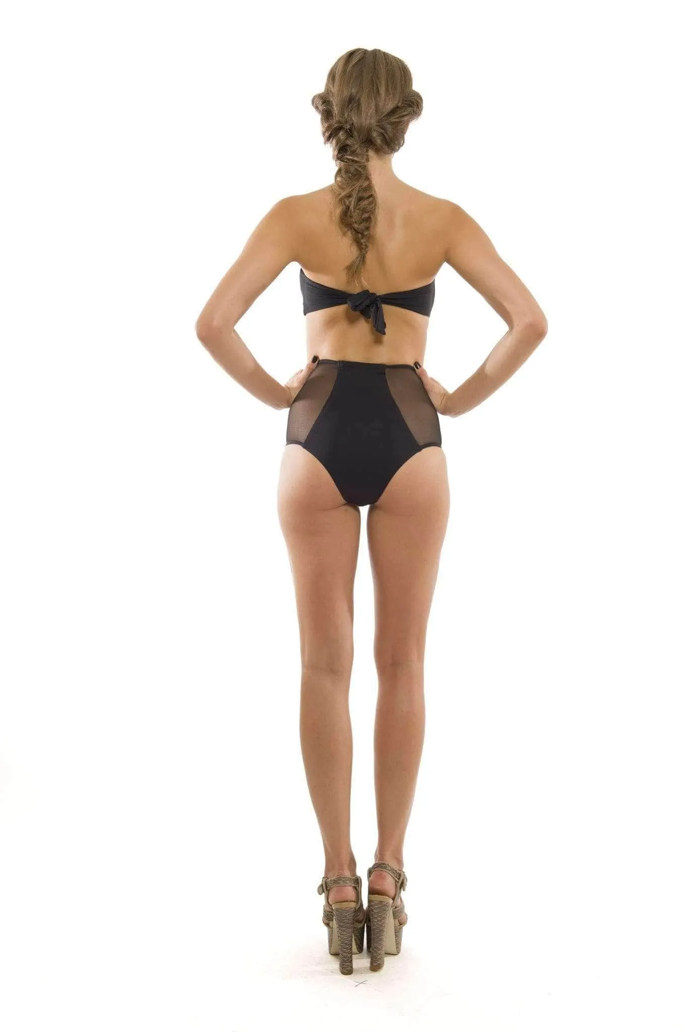 Aquarella Outlaw Bandeau Mesh Top and High Rise Bottom Bikini Swimwear Swimsuit Set