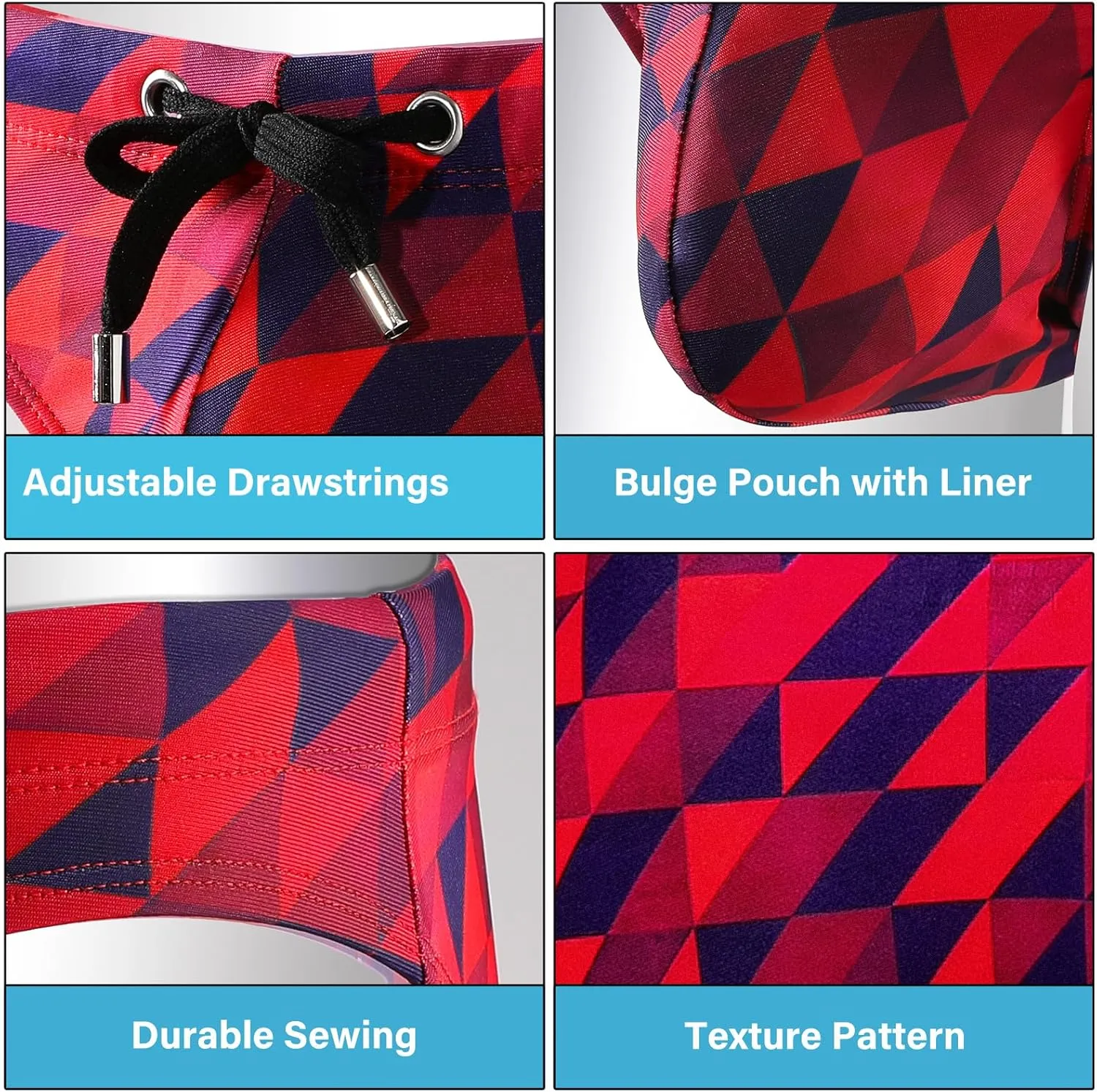 Arjen Kroos Men's Sexy Printed Swim Briefs Tagless Bikini Pattern Swimwear with Drawstrings