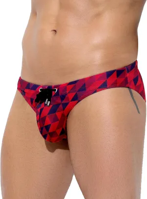 Arjen Kroos Men's Sexy Printed Swim Briefs Tagless Bikini Pattern Swimwear with Drawstrings