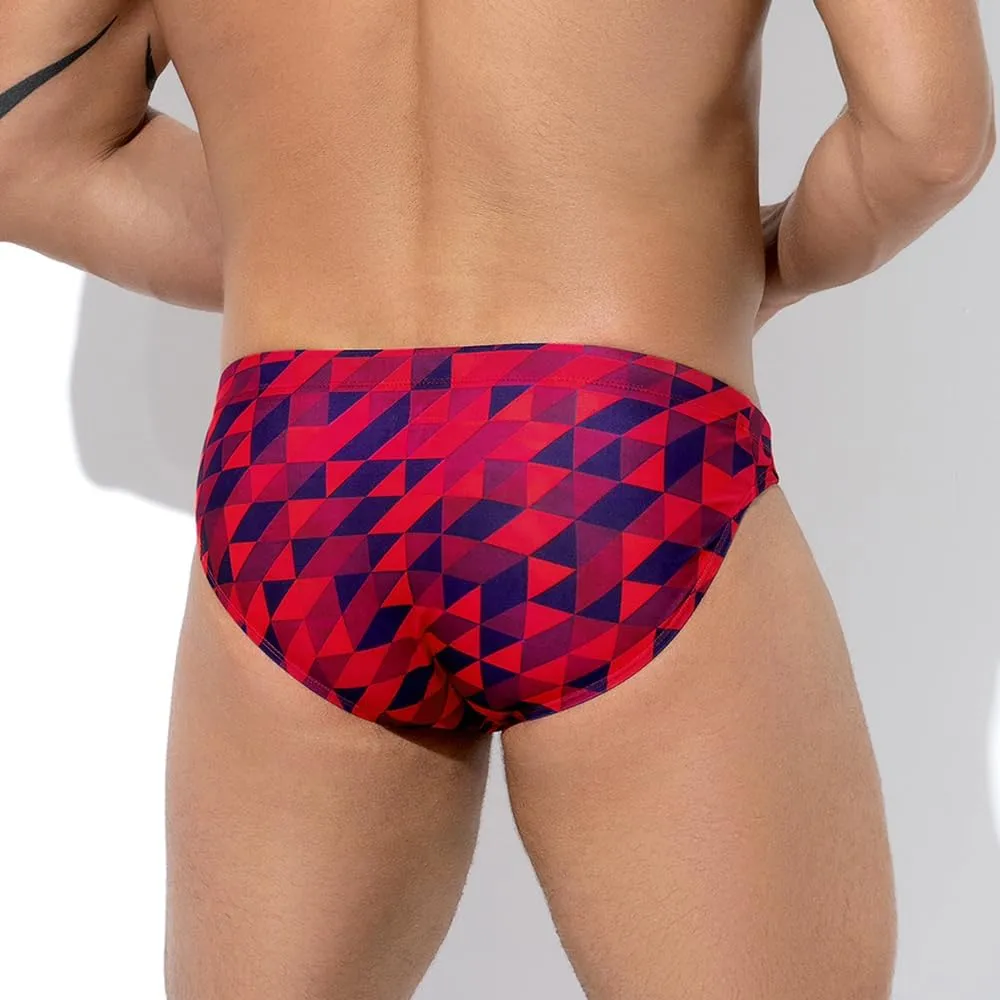 Arjen Kroos Men's Sexy Printed Swim Briefs Tagless Bikini Pattern Swimwear with Drawstrings