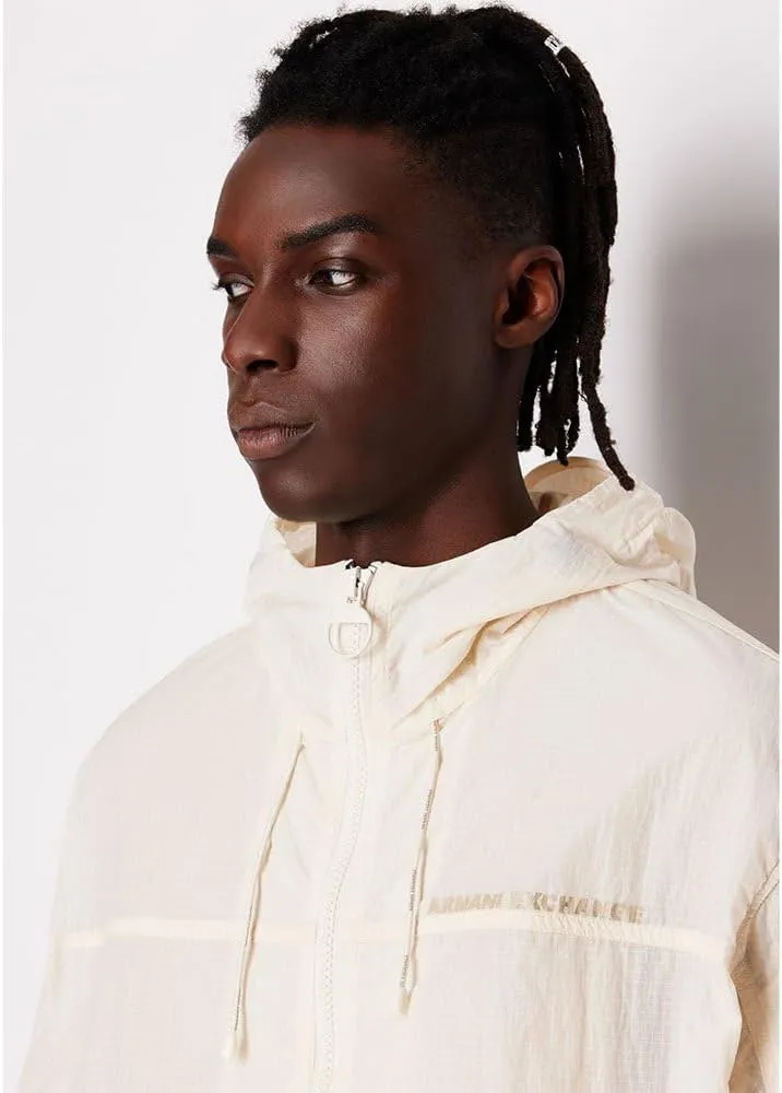 Armani Exchange Men's Hooded Nylon Textured Windbreaker Jacket