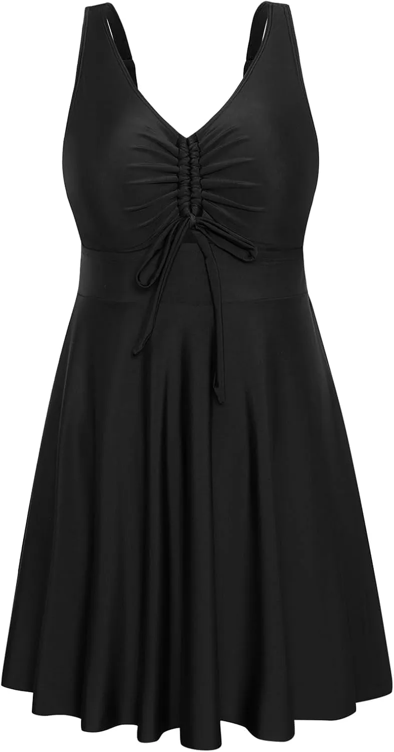 Arolina Plus Size Swimdress for Women High Waisted Tummy Control Tankini Bathing Suits Two Piece Swimsuits with Boyshorts
