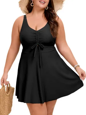 Arolina Plus Size Swimdress for Women High Waisted Tummy Control Tankini Bathing Suits Two Piece Swimsuits with Boyshorts