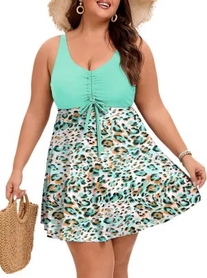 Arolina Plus Size Swimdress for Women High Waisted Tummy Control Tankini Bathing Suits Two Piece Swimsuits with Boyshorts