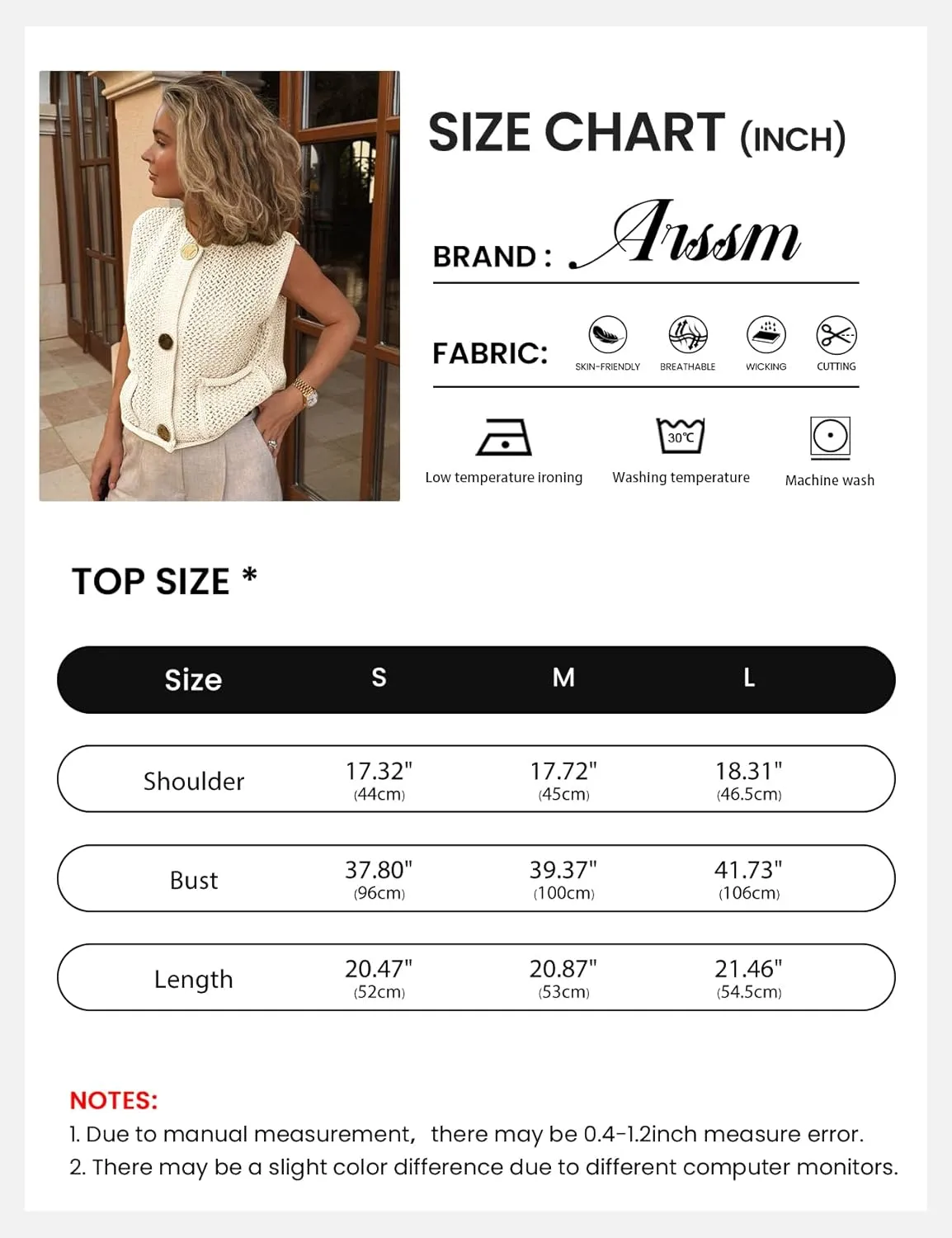 Arssm Womens Cropped Sweater Vest Crochet Chunky Knit Vest Casual Sleeveless Button Down Knitted Sweater Vest