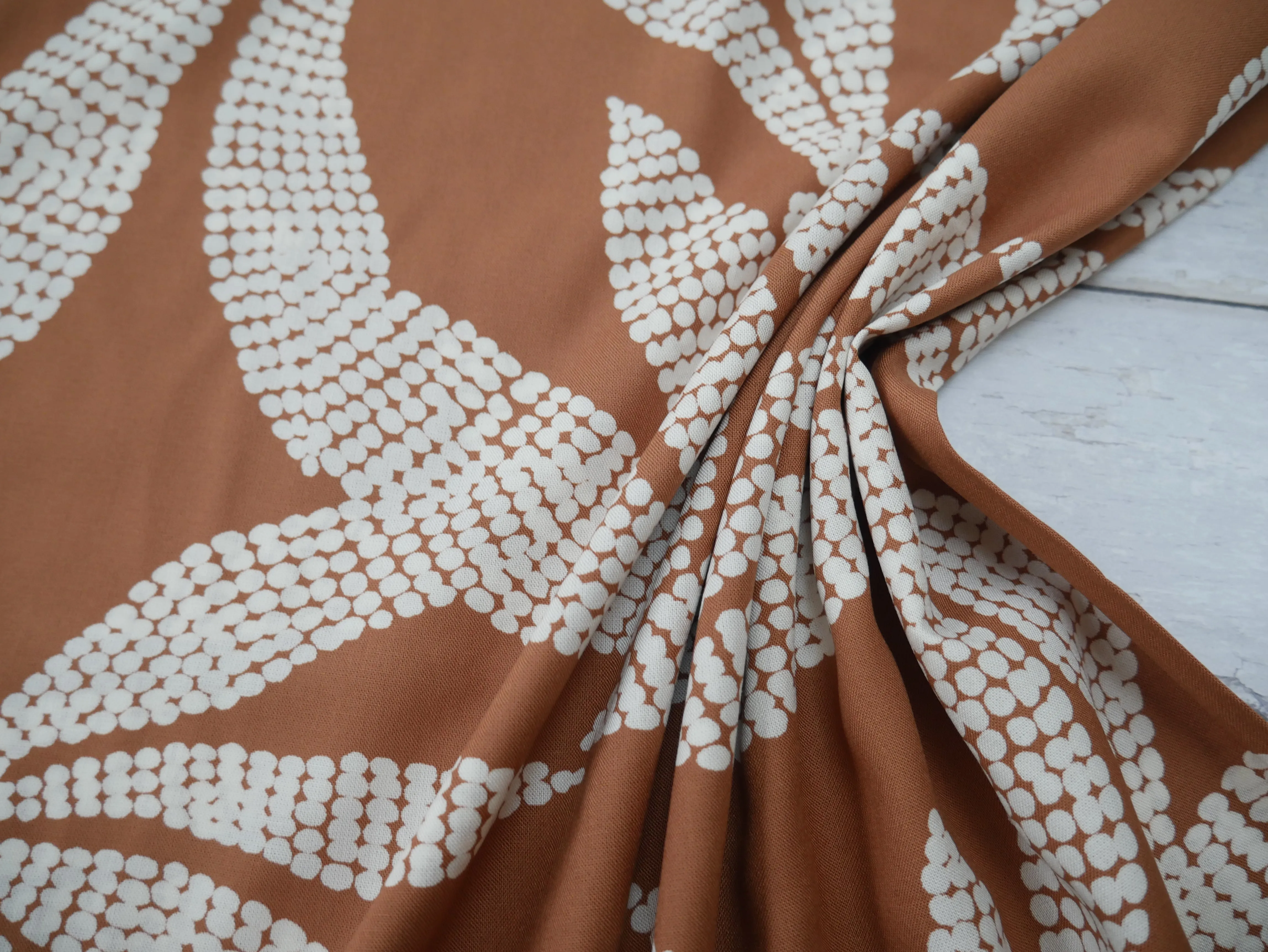 Atelier Brunette Kaola Viscose Challis in Pecan, £18.00 p/m