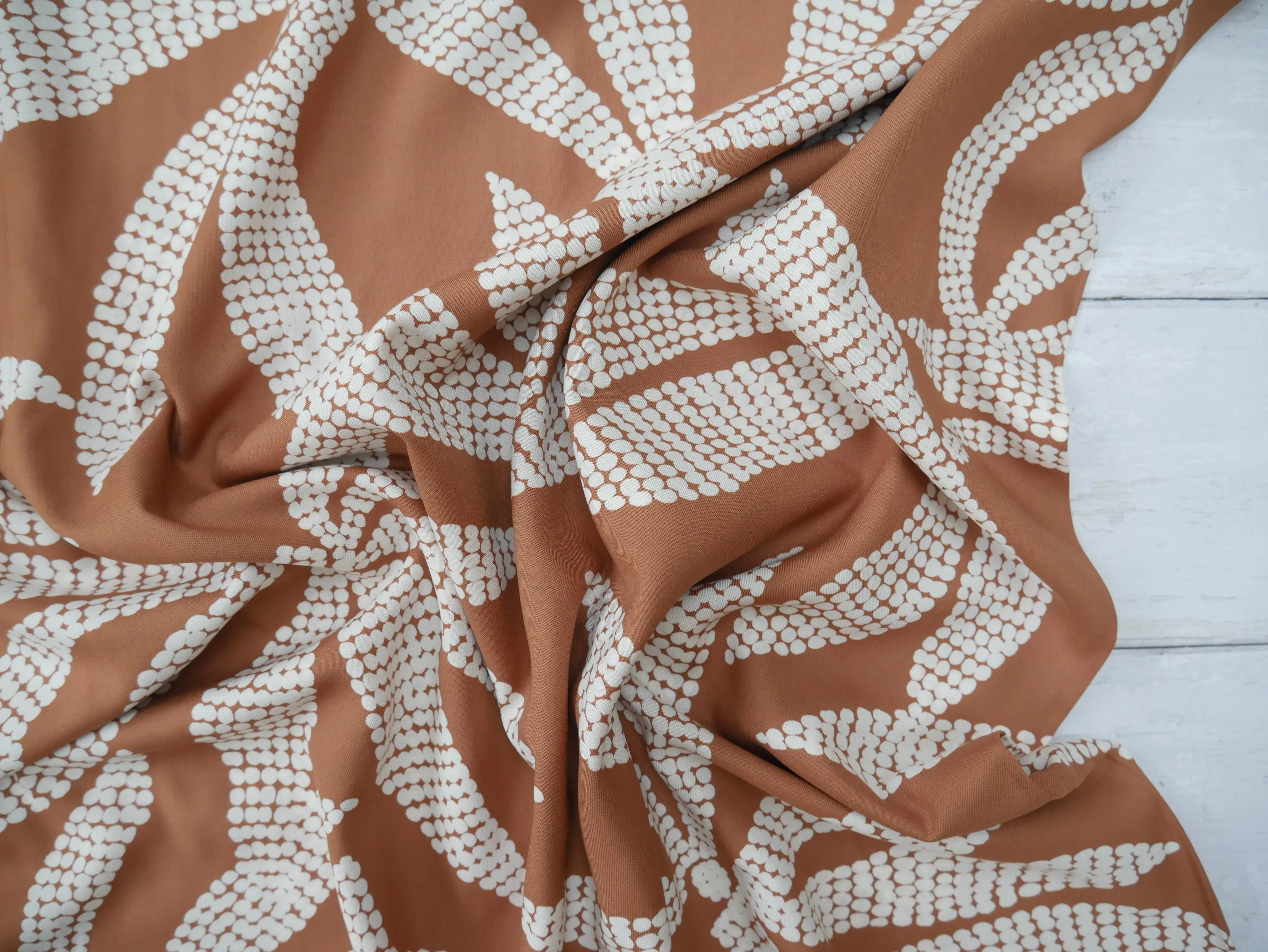 Atelier Brunette Kaola Viscose Challis in Pecan, £18.00 p/m