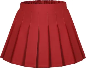 Auranso Girls Pleated Skirt Kids Tennis Elastic Waist Uniform Plaid Skirt 4-14 Y