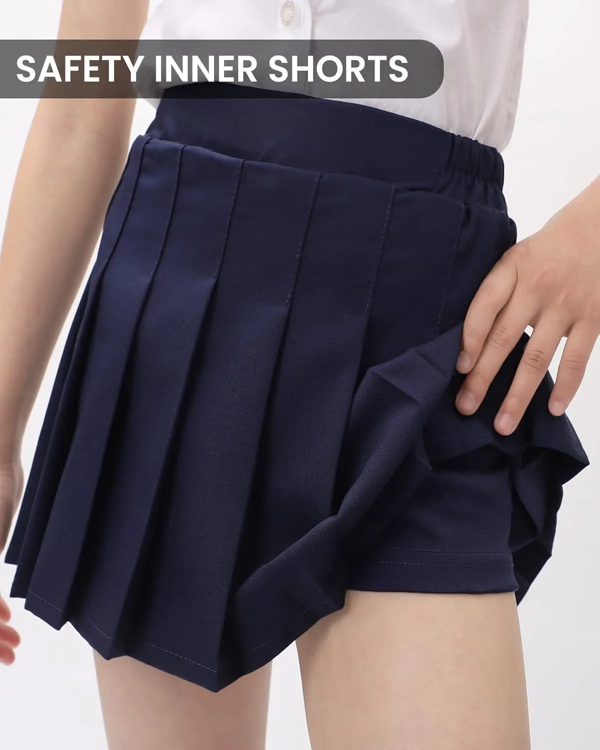 Auranso Girls Pleated Skirt Kids Tennis Elastic Waist Uniform Plaid Skirt 4-14 Y