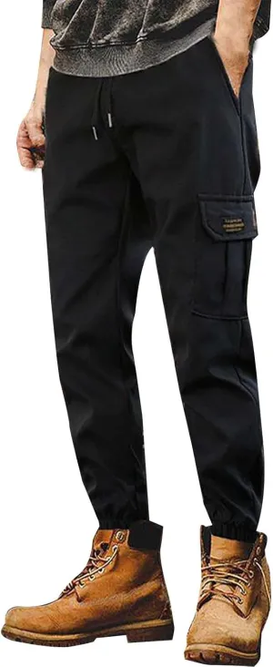 Baggy Cargo Sweatpants for Men, Plus Size Drawstring Waist Joggers with Multi-Pocket Athletic Workout Track Trousers