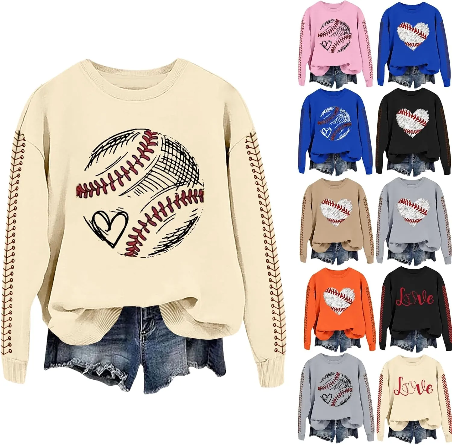 Baseball Sweatshirt for Womens 2025 Long Sleeve Comfy Baseball Shirts Softball Crewneck Graphic Pullover Top