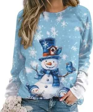 Bengbobar Womens Casual Floral Print Long Sleeve Sweatshirt Oversized Loose Pullover Sweaters Crewneck Daily Wear Tops