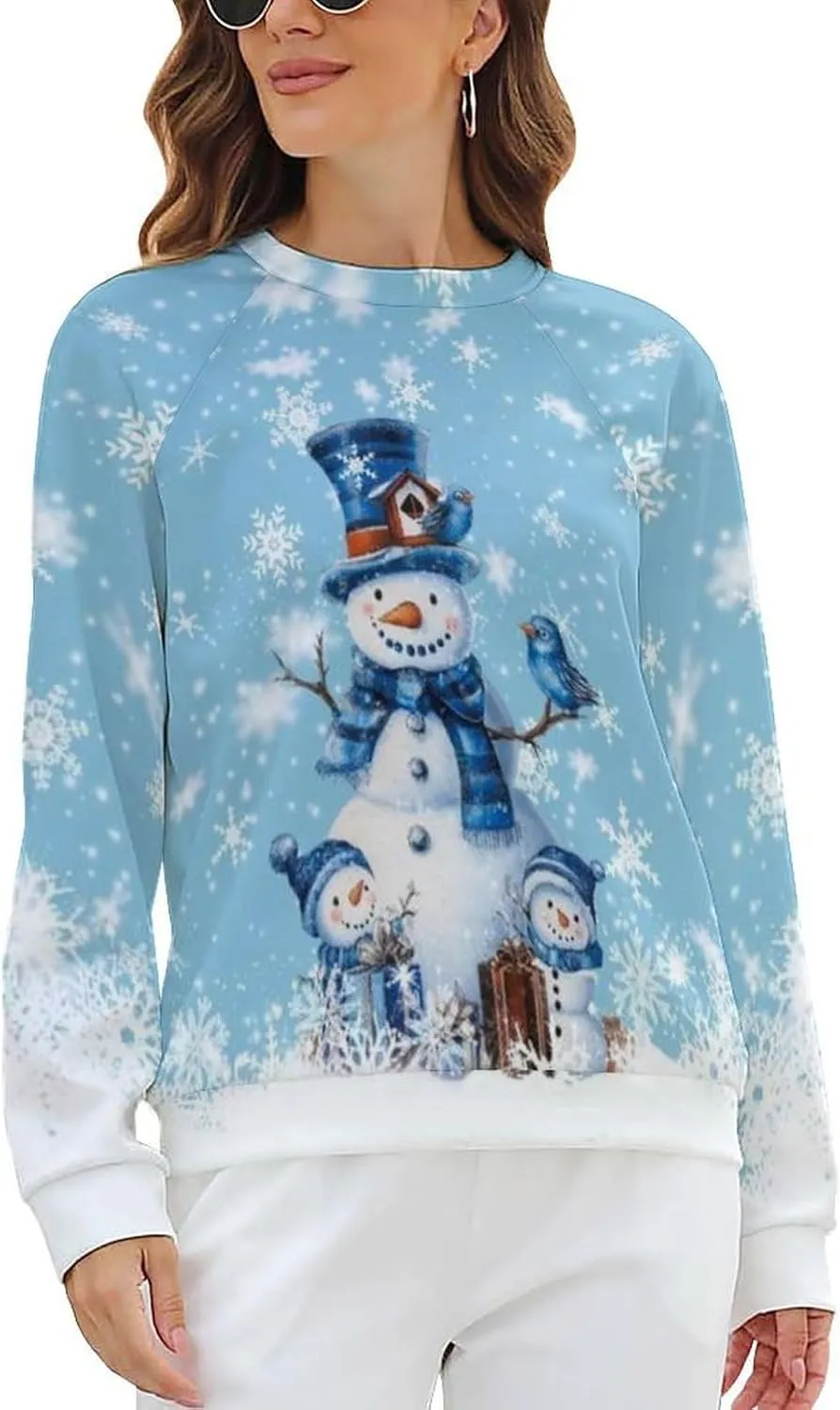 Bengbobar Womens Casual Floral Print Long Sleeve Sweatshirt Oversized Loose Pullover Sweaters Crewneck Daily Wear Tops
