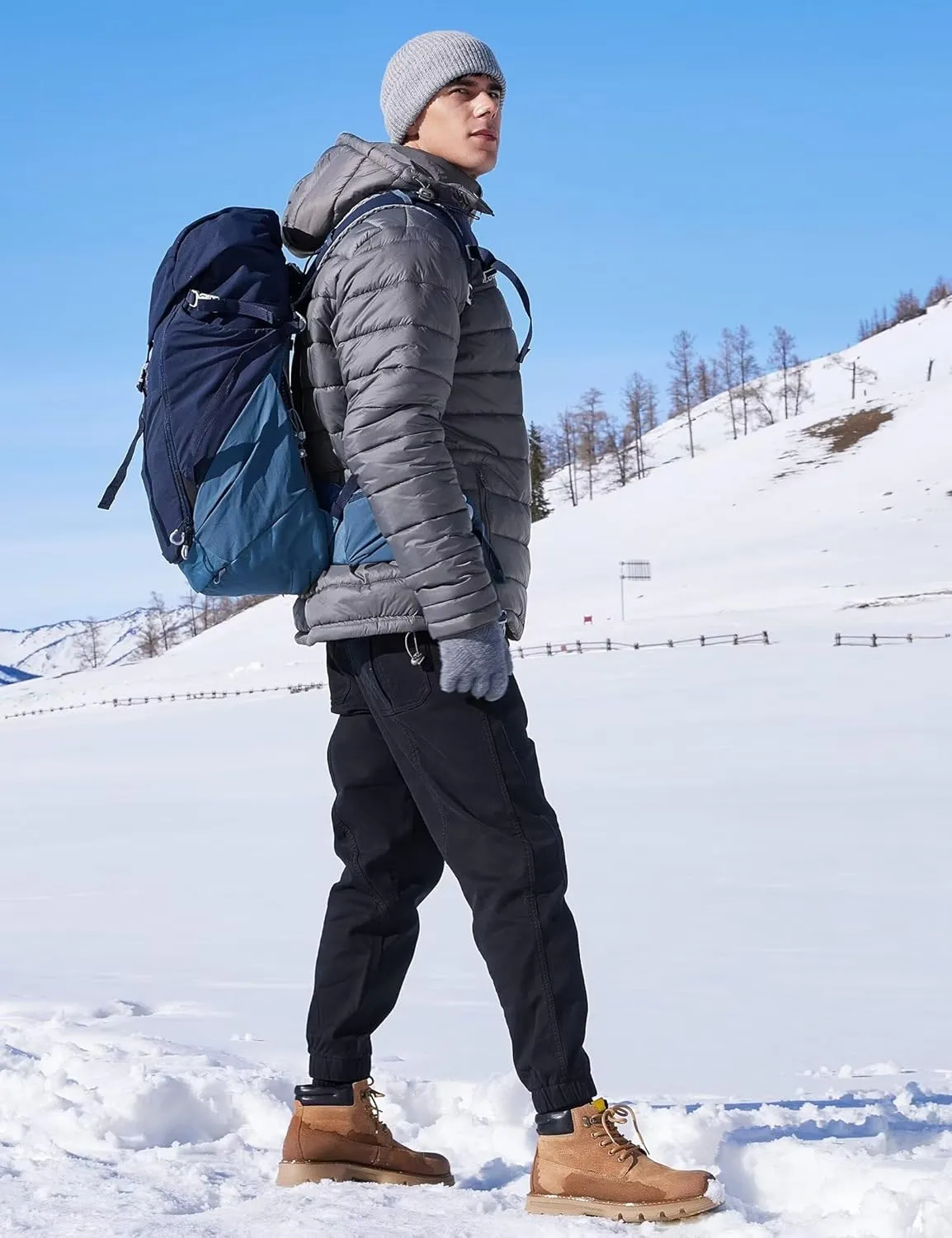BEST SOUTH Men's Winter Puffer Jacket Hooded Puffy Fleece Warm Lightweight Coat Outerwear Cold Weather