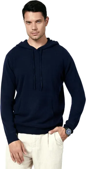 BEYOND FASHION Men's Sweater Pocket Hoodie Pullover - 100% Pure Cashmere