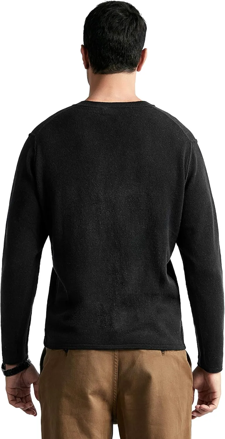 BEYOND FASHION Men's Sweater V Neck Long Sleeve Pullover - 100% Pure Cashmere