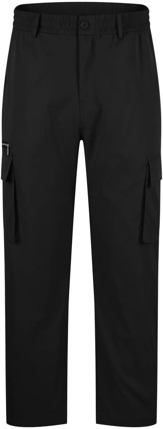 Bidobibo Cargo Pants for Men Slim Fit Elastic Waist Pants with Pockets Tactical Pants Men Stretchy Outdoor Work Trousers