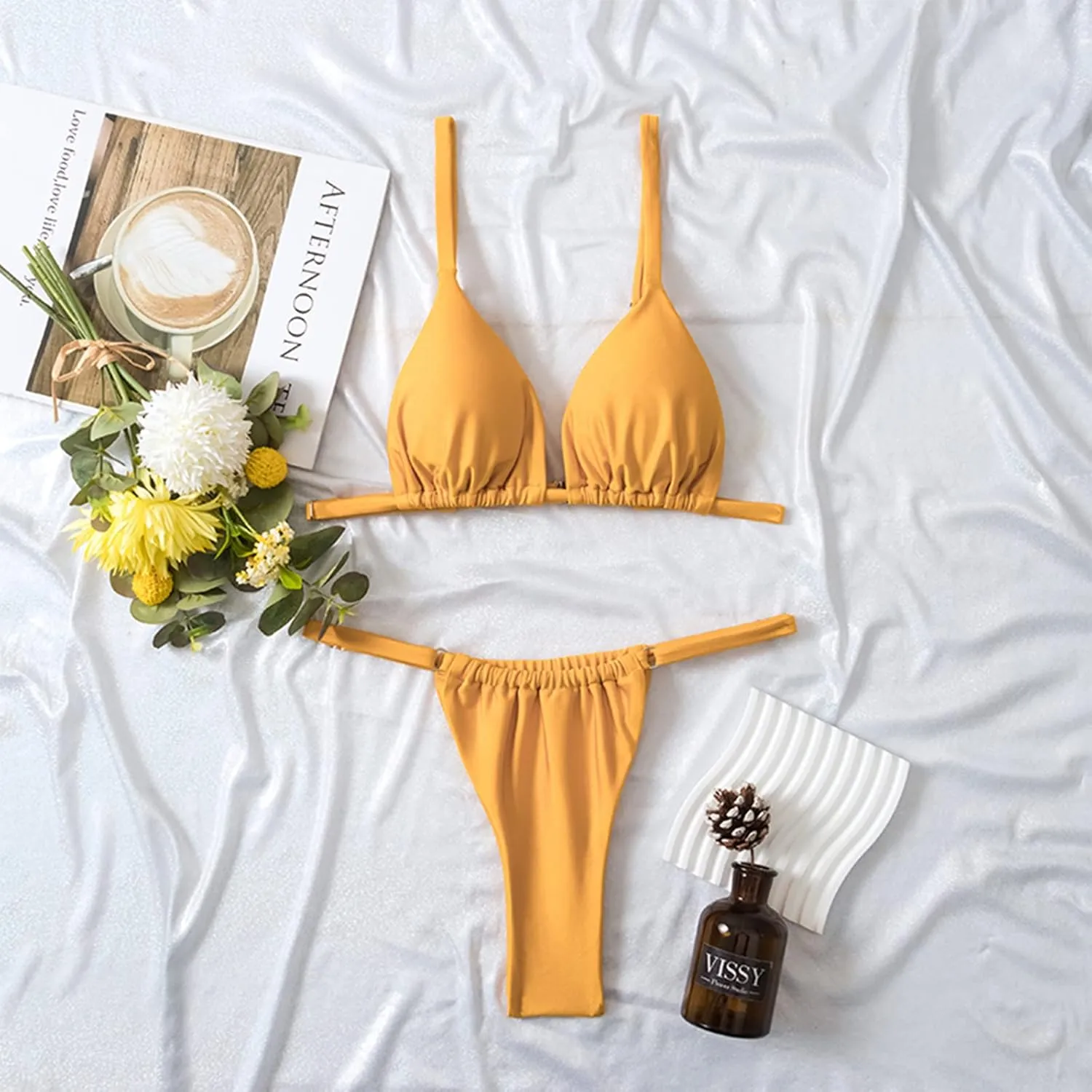 Bikini Sets for Women,Triangle Trendy Womens 2 Piece Cheeky Bikini,Brazilian Sexy String Tanning Thong Bikini
