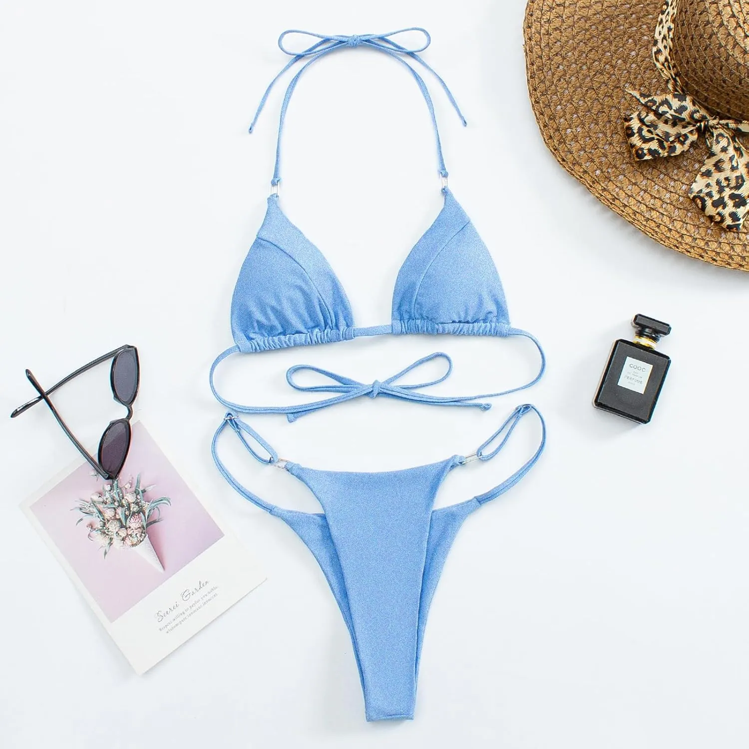 Bikini Sets for Women,Triangle Trendy Womens 2 Piece Cheeky Bikini,Brazilian Sexy String Tanning Thong Bikini