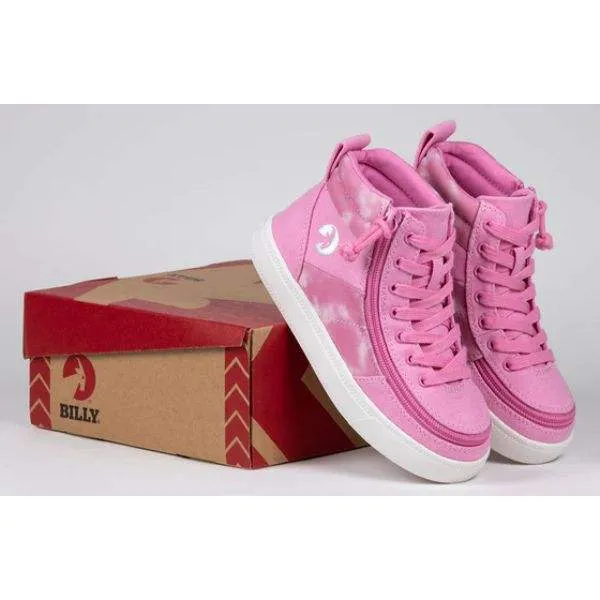 Billy Pink Tie Dye Kids High Top Adaptable Sneaker (EasyOn)