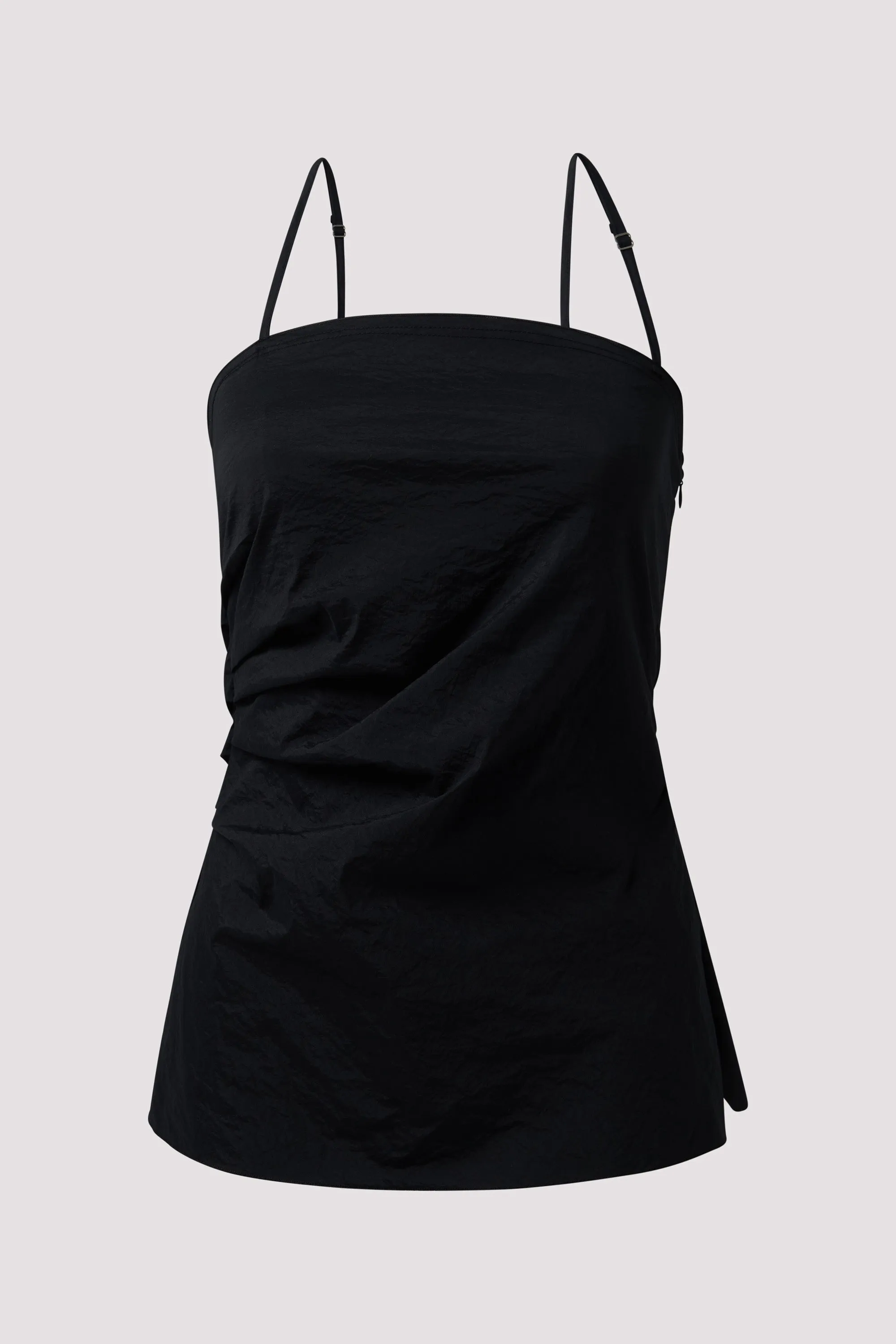 Black Lettuce-Edge Draped Blouse