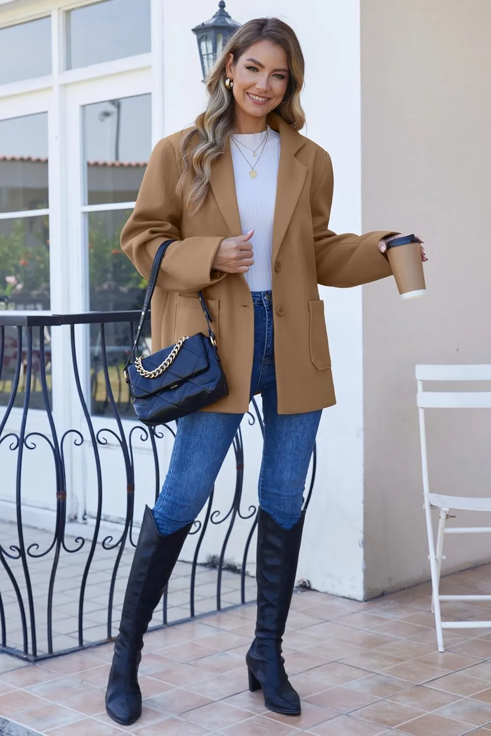 Blazers for Women Work Office Fully-Lined Warm Lapel Casual Jacket Oversized Long Sleeve Business Suit
