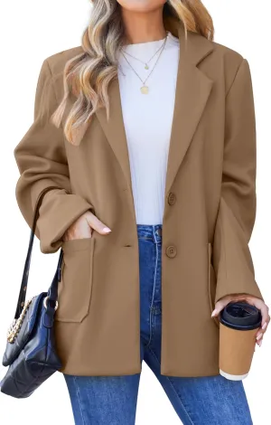 Blazers for Women Work Office Fully-Lined Warm Lapel Casual Jacket Oversized Long Sleeve Business Suit