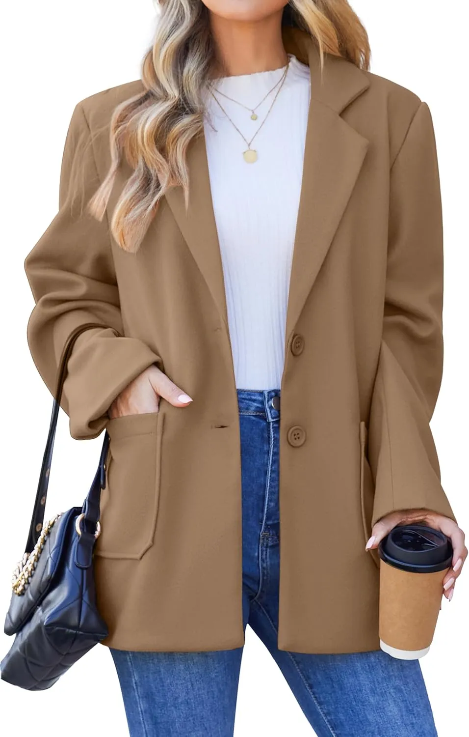 Blazers for Women Work Office Fully-Lined Warm Lapel Casual Jacket Oversized Long Sleeve Business Suit