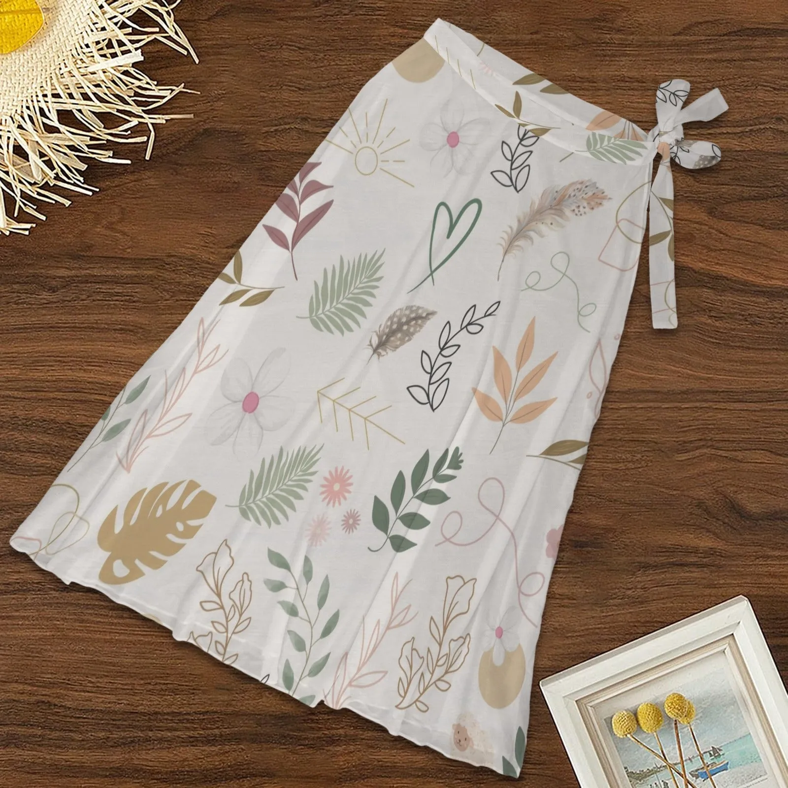 Boho White Semi-Sheer Skirt Coverup up to 5 XL