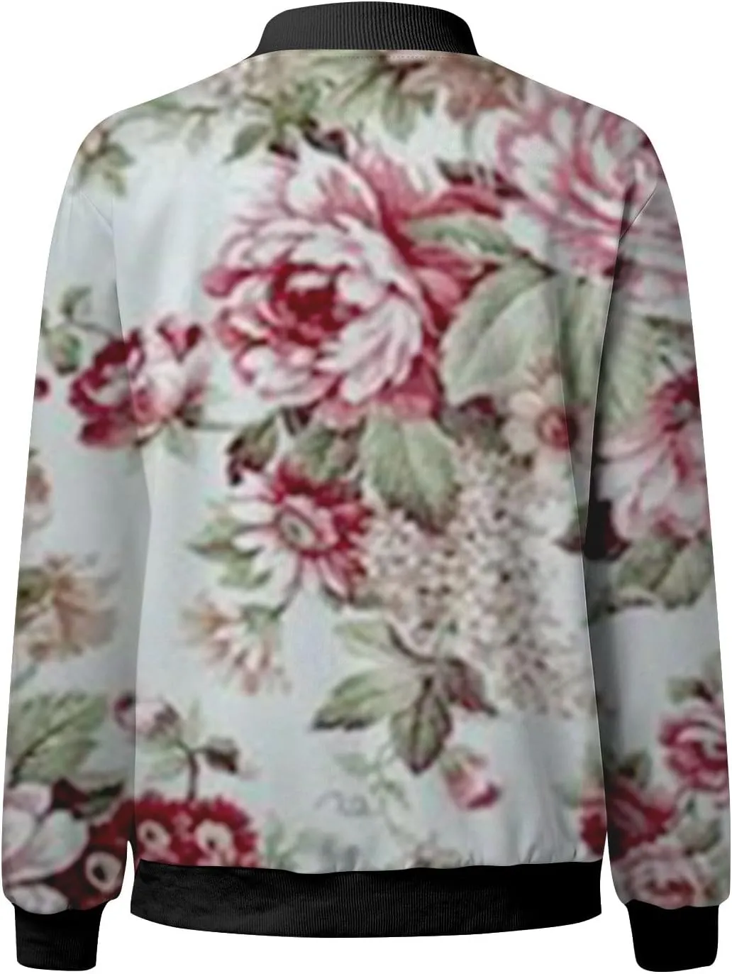 Bomber Jackets for Women 2024 Lightweight Casual Zip Up Stand Collar Coats Jacket Floral Graphic Outwear Fall Outfits