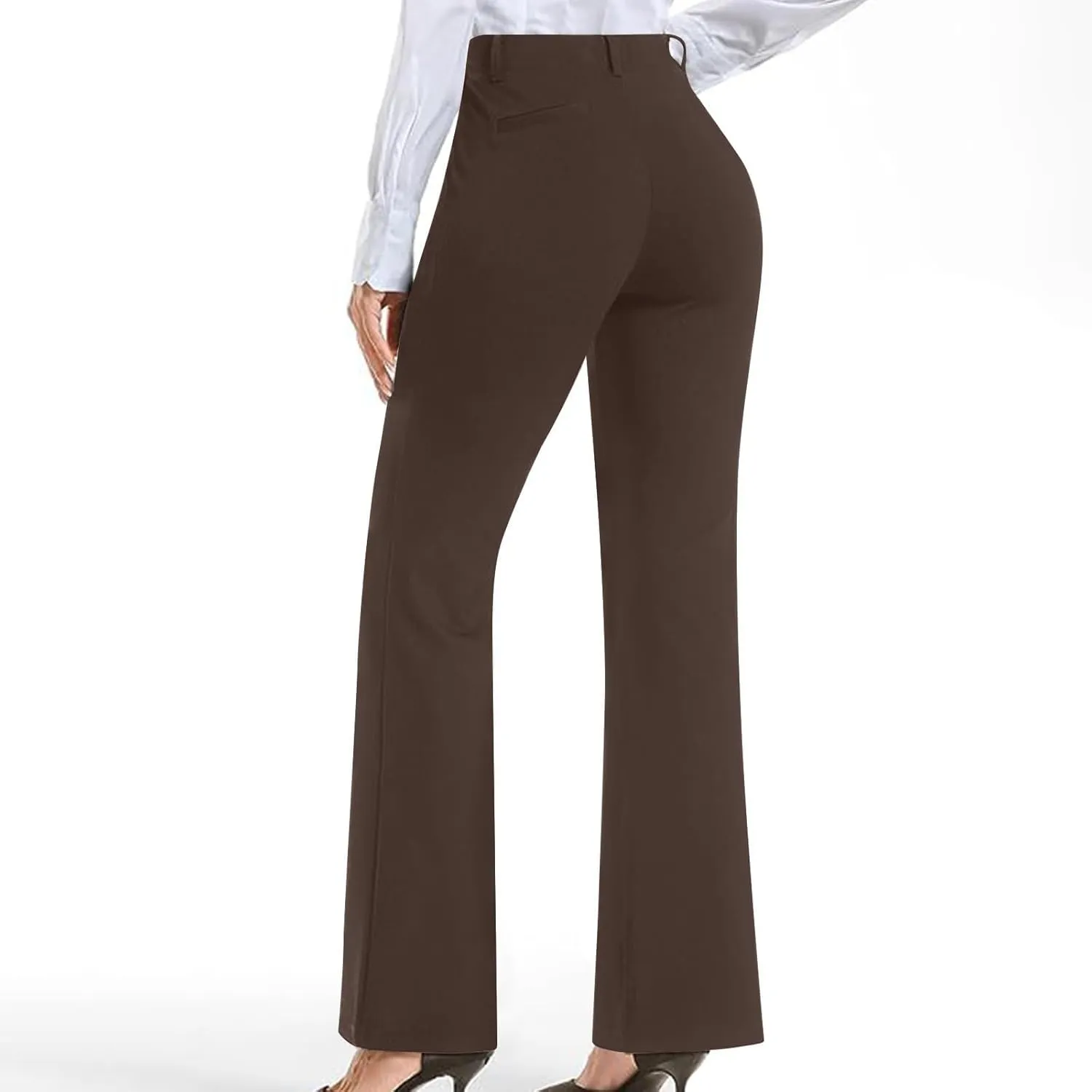 Bootcut Dress Pants Women Business Casual High Waisted Work Pants Tummy Control Pull On Regular Fit Slacks w/Pockets