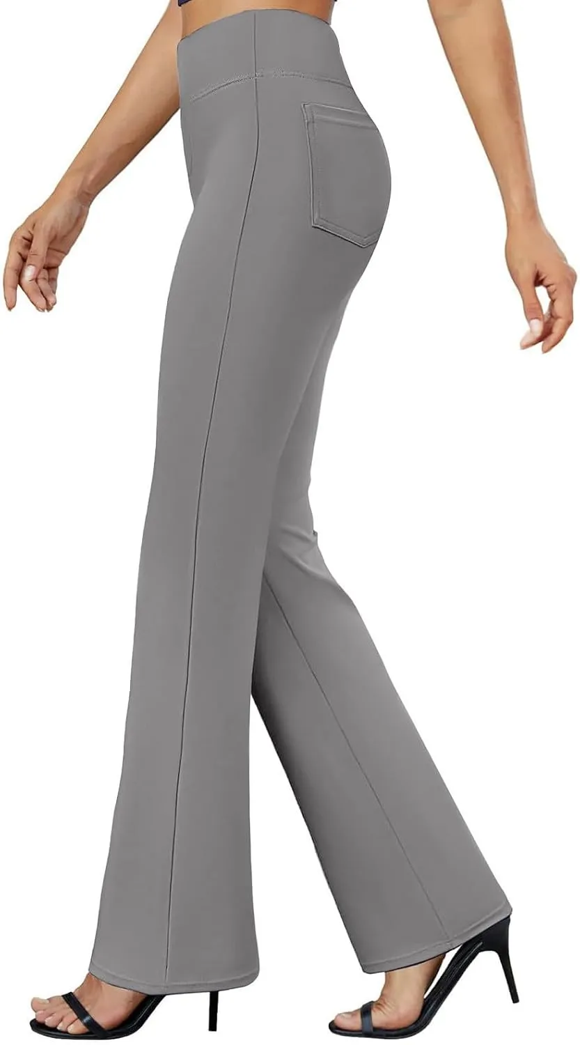 Bootcut Dress Pants Women Stretchy High Waisted Comfy Work Pants Slacks Business Casual Trousers Pants with Pockets