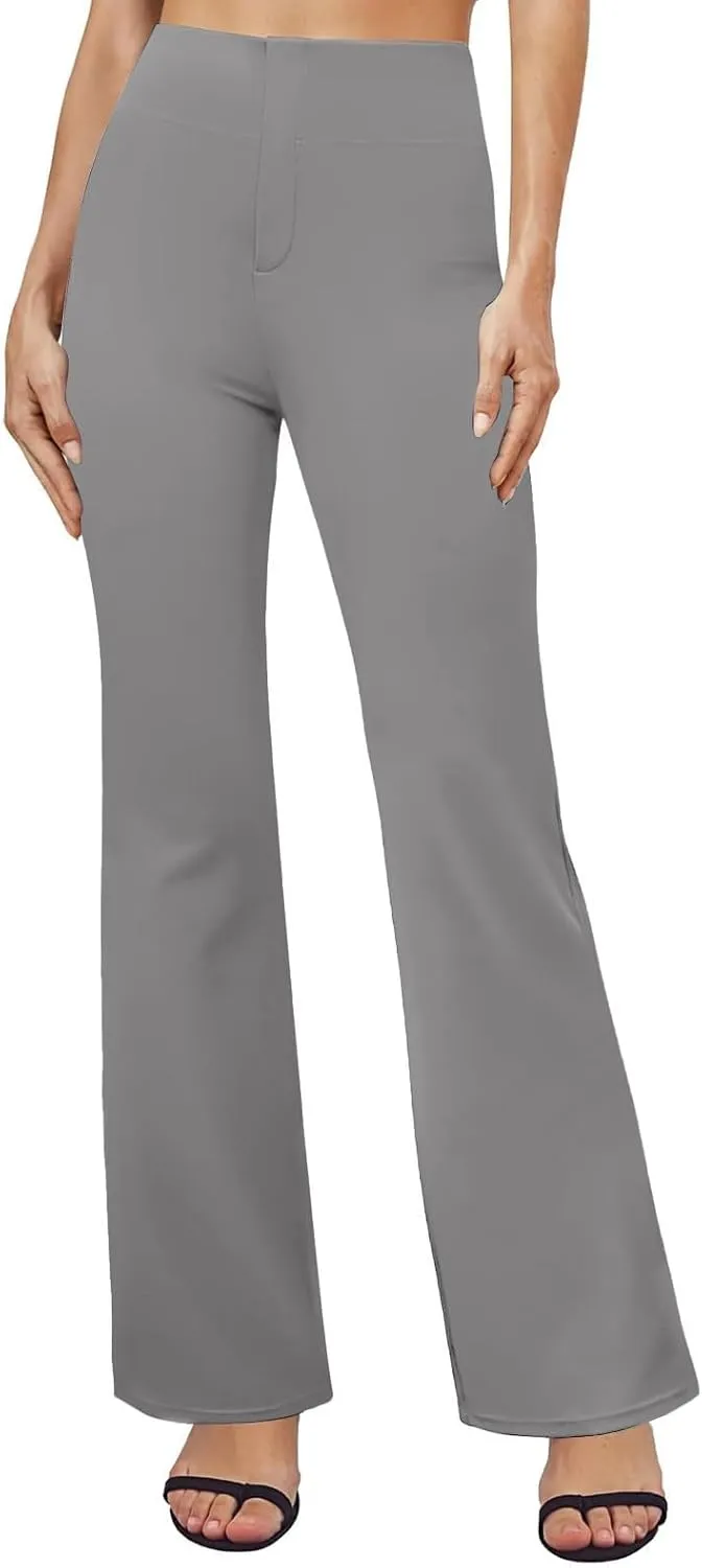 Bootcut Dress Pants Women Stretchy High Waisted Comfy Work Pants Slacks Business Casual Trousers Pants with Pockets