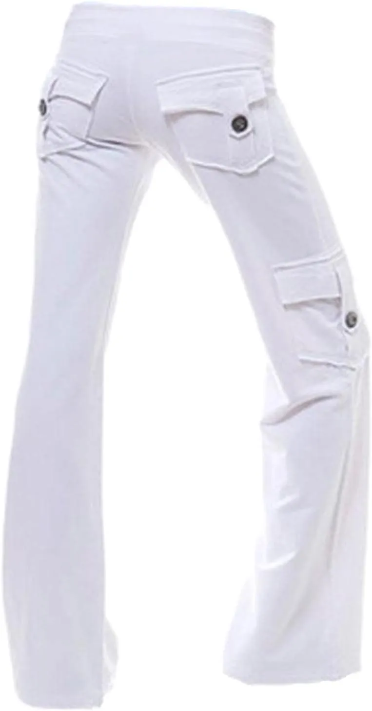 Bootcut Yoga Pants Women's Stretch Workout Relax Fit Super Soft Cargo Yoga Pants Wide Leg Palazzo Pants with Pockets
