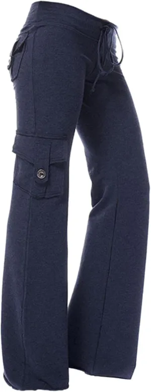 Bootcut Yoga Pants Women's Stretch Workout Relax Fit Super Soft Cargo Yoga Pants Wide Leg Palazzo Pants with Pockets