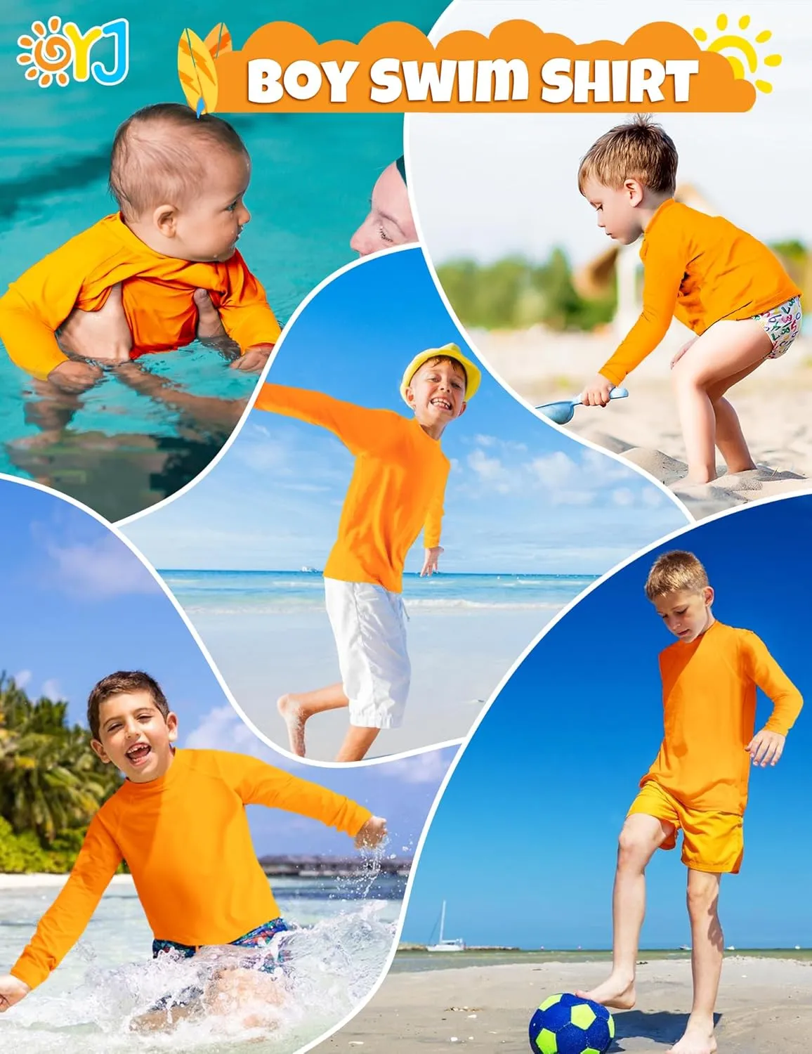 Boys Rash Guard Swim Shirt Long Sleeve Rashguard UPF  50 SPF Sun Water Surfing Shirts for Toddler Kids Youth Teen 2T-16Y