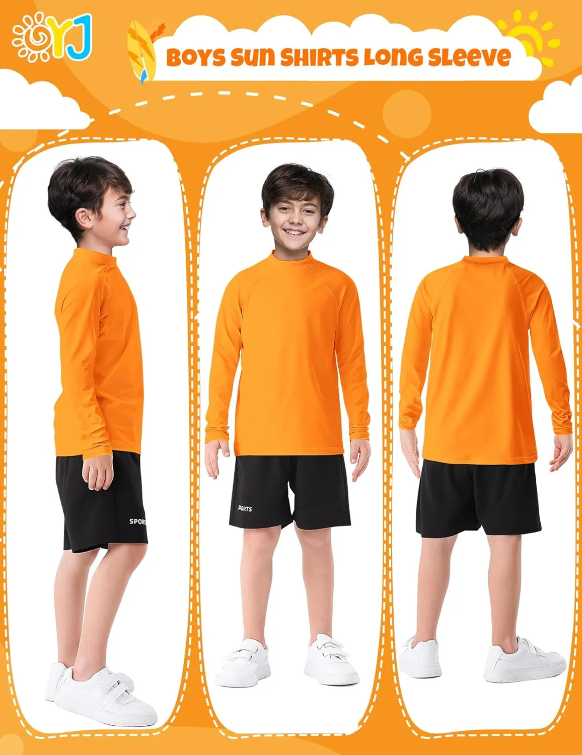 Boys Rash Guard Swim Shirt Long Sleeve Rashguard UPF  50 SPF Sun Water Surfing Shirts for Toddler Kids Youth Teen 2T-16Y