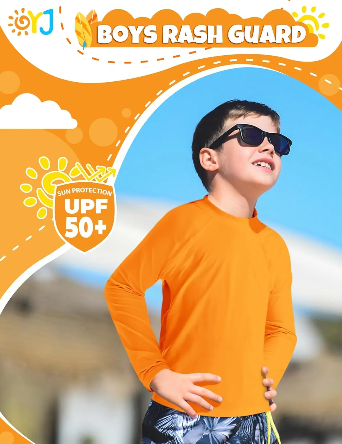 Boys Rash Guard Swim Shirt Long Sleeve Rashguard UPF  50 SPF Sun Water Surfing Shirts for Toddler Kids Youth Teen 2T-16Y