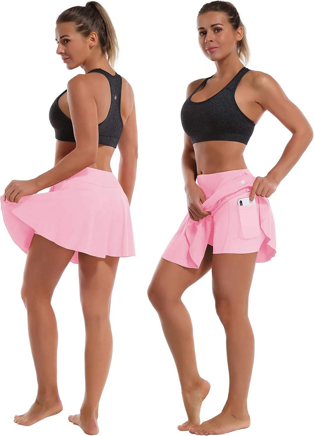 BUBBLELIME 2 Styles 5" XXS-XL Women's UPF 50  Adjustable Running Skort with Pockets Active Tennis Golf Workout Skirt