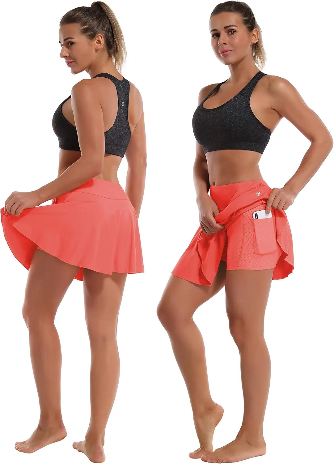 BUBBLELIME 2 Styles 5" XXS-XL Women's UPF 50  Adjustable Running Skort with Pockets Active Tennis Golf Workout Skirt