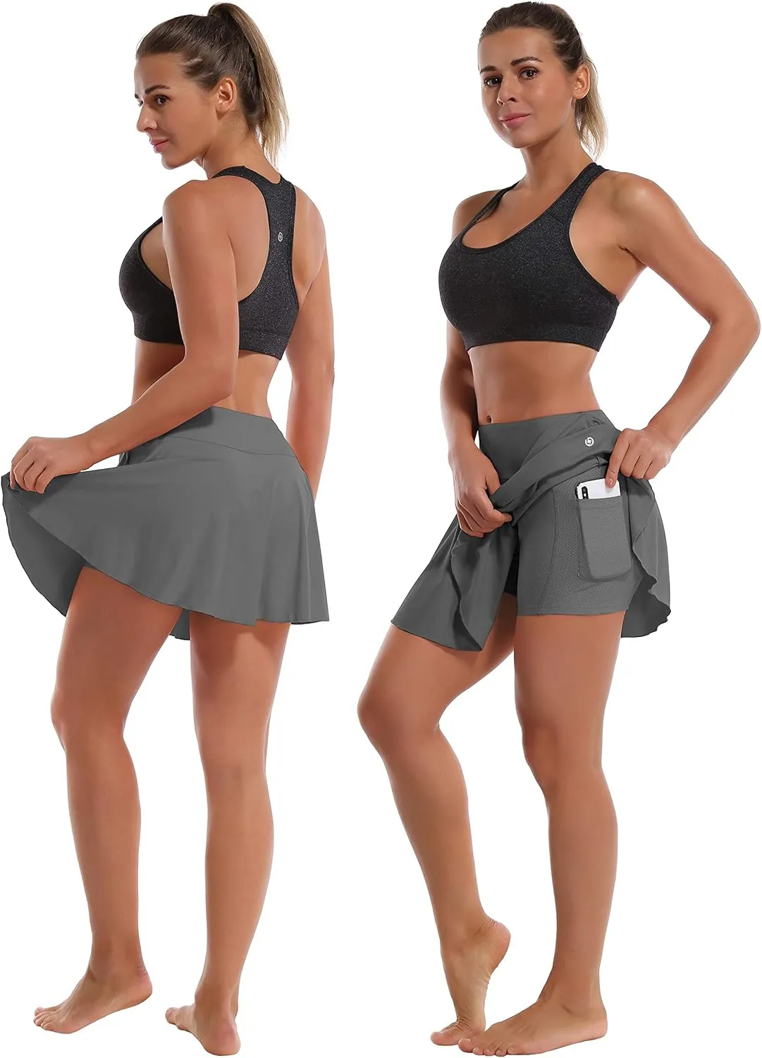 BUBBLELIME 2 Styles 5" XXS-XL Women's UPF 50  Adjustable Running Skort with Pockets Active Tennis Golf Workout Skirt