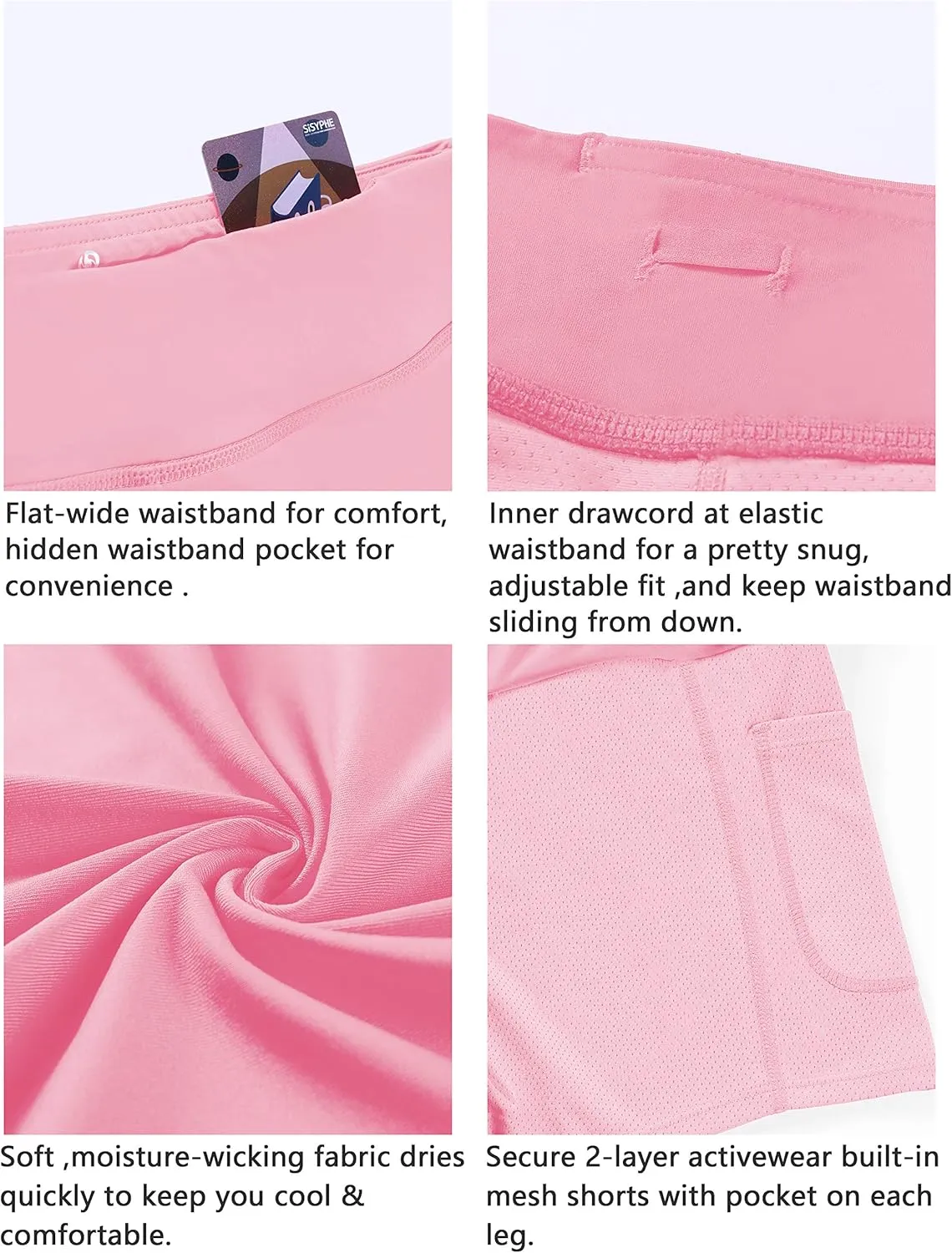 BUBBLELIME 2 Styles 5" XXS-XL Women's UPF 50  Adjustable Running Skort with Pockets Active Tennis Golf Workout Skirt