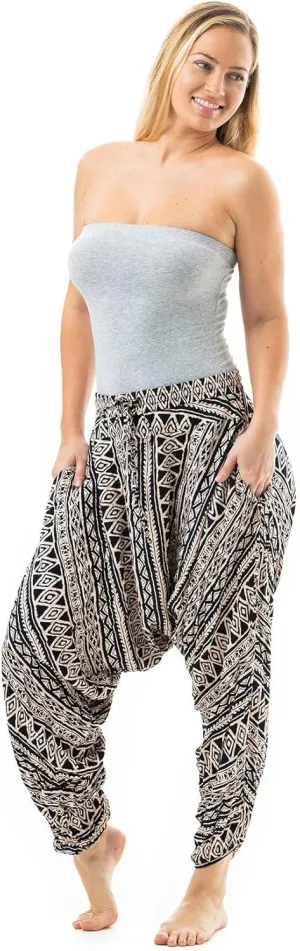 Buddha Pants Triangle Tribal Harem Pants | 100% Cotton Boho Pants for Men & Women | Yoga, Casual Wear, Beach, Travel