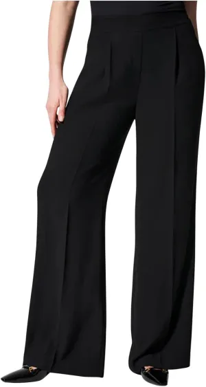 Business Casual Dress Pants Women High Waisted Elastic Flare Pants Baggy Straight Trousers Pants with Pockets