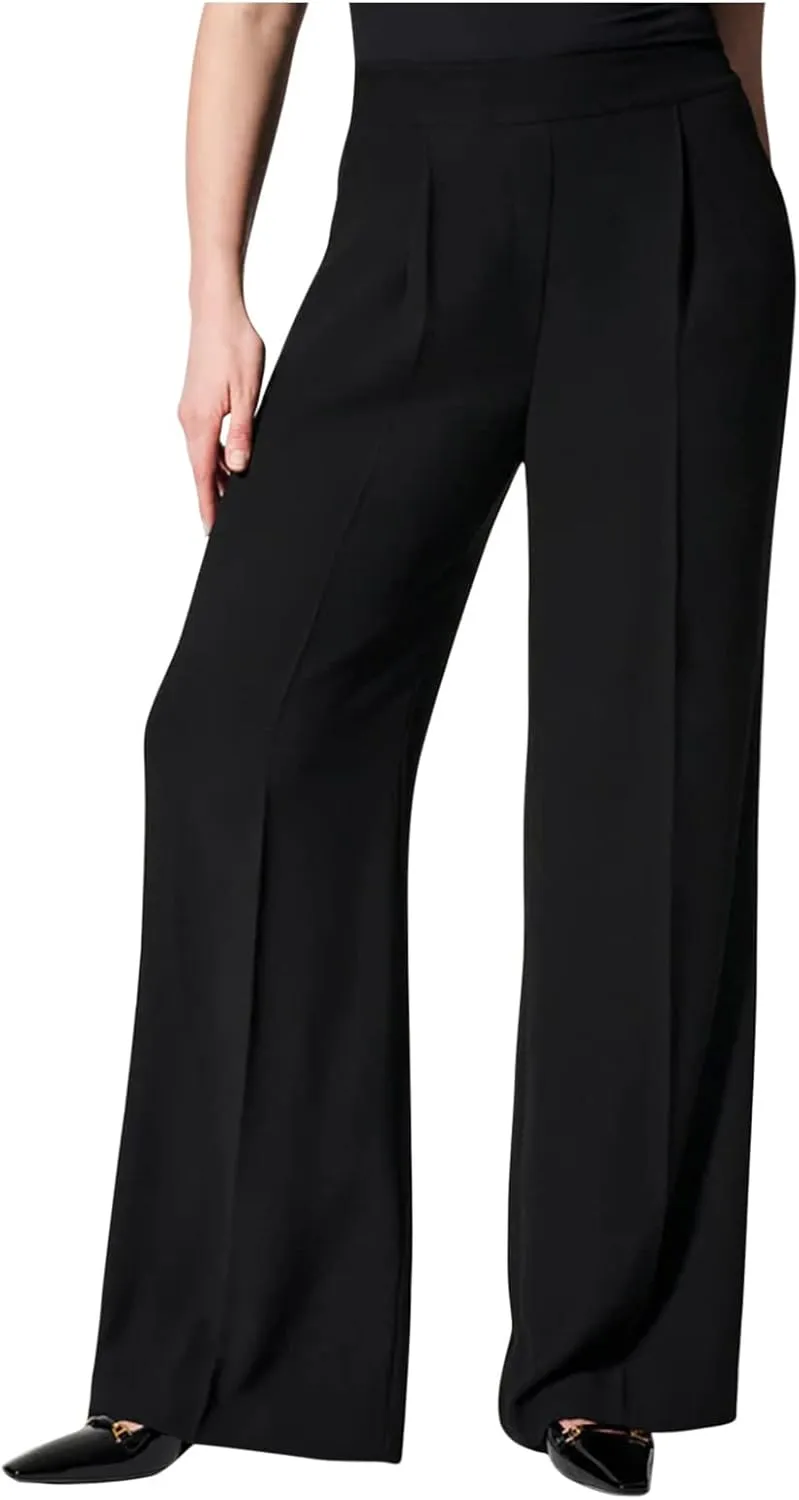 Business Casual Dress Pants Women High Waisted Elastic Flare Pants Baggy Straight Trousers Pants with Pockets