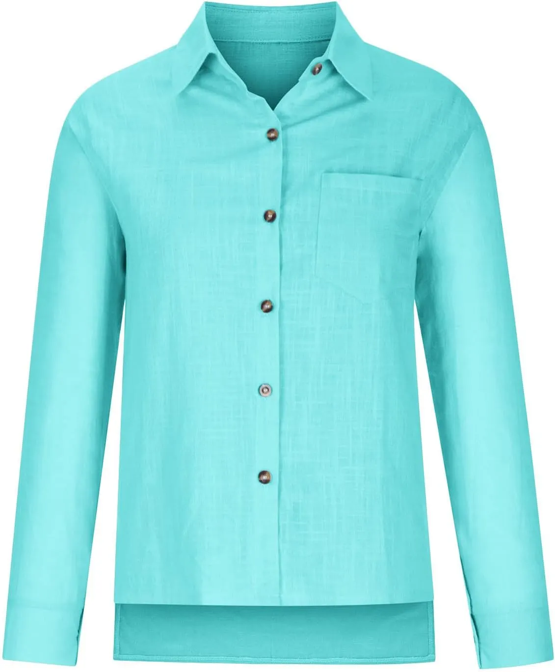 Business Casual Tops for Women Long Sleeve Cotton Linen Shirt Button Down V Neck Blouse Fashion Tops for Trendy