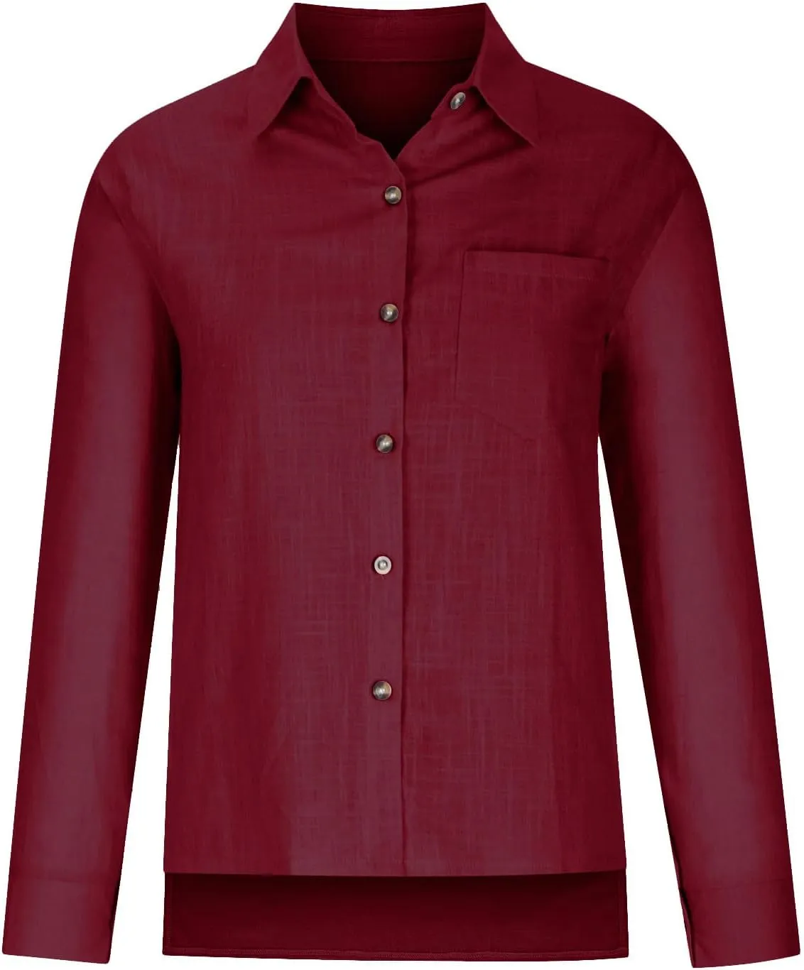 Business Casual Tops for Women Long Sleeve Cotton Linen Shirt Button Down V Neck Blouse Fashion Tops for Trendy